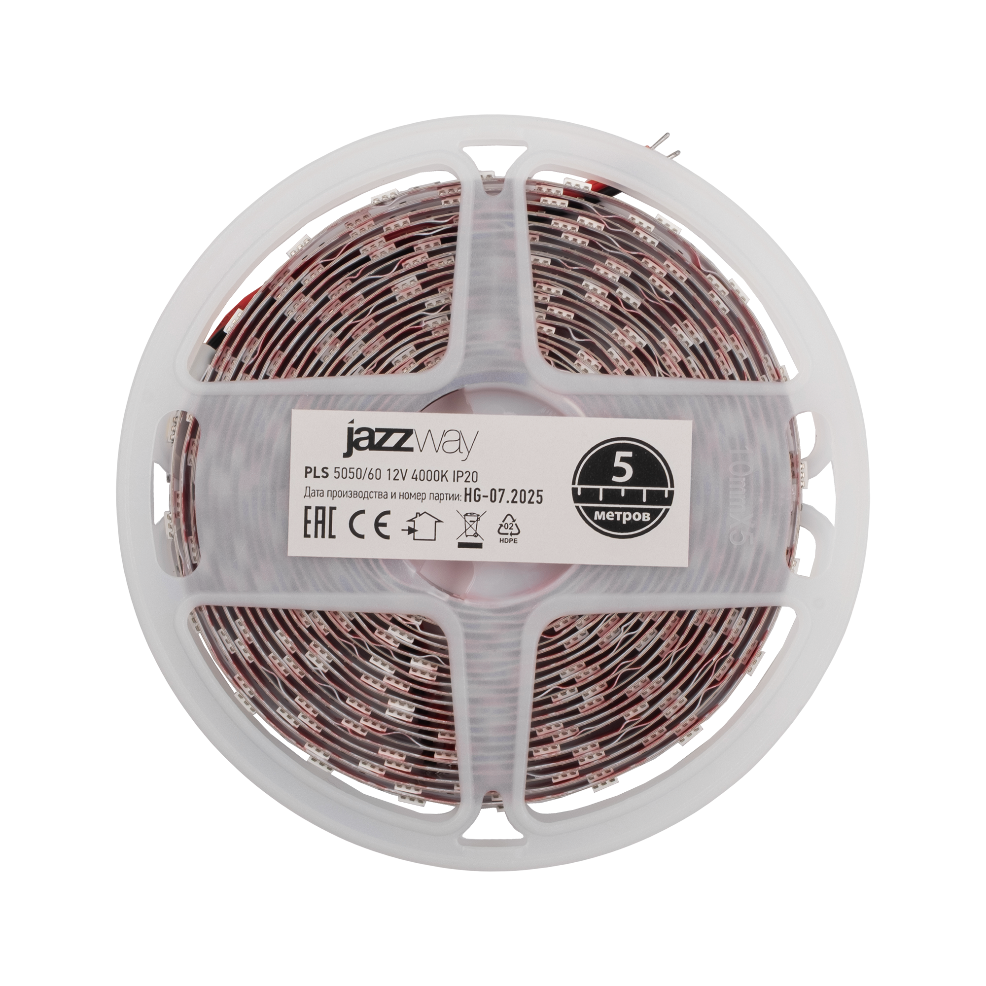 Лента светодиодная 14.4 Вт/м 12В 4000К белый IP20 60 LED/м 5м JazzWay