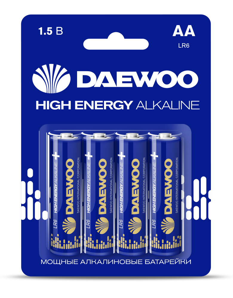 Элемент питания LR 6 (AA) DAEWOO High Energy Alkaline блистер, 4 шт.