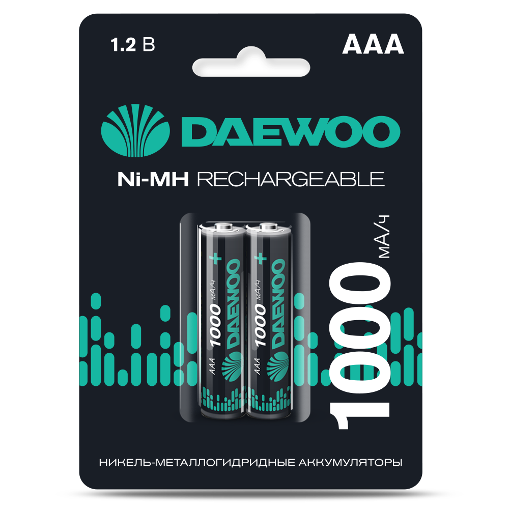Аккумулятор DAEWOO AAА (1000mAh) Ni-MH блистер, 2 шт.