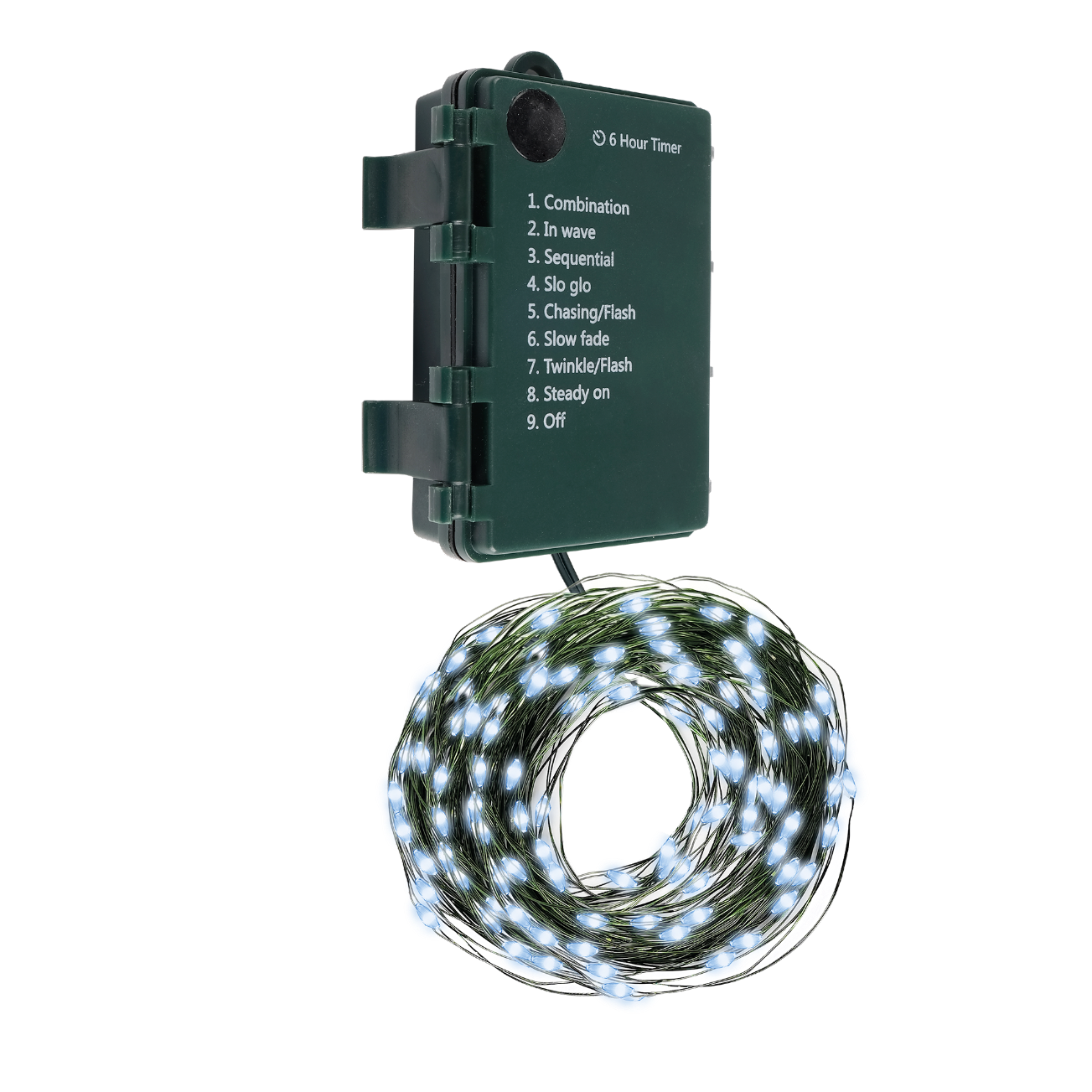 Гирлянда-роса уличная питание от батареек DC-G06-120W 120 белый свет microLED, 12.1 м 8 режимов 3xAA