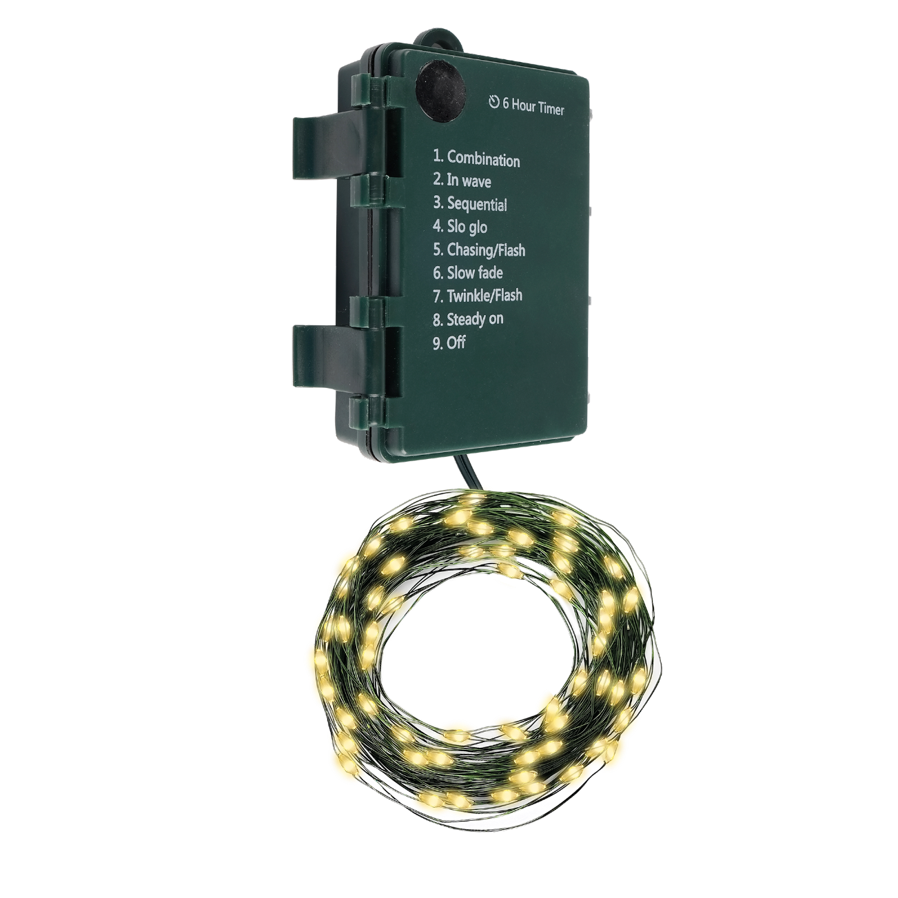 Гирлянда-роса уличная питание от батареек DC-G06-50Y 50 желтых microLED, 5.1 м, 8 режимов 3xAA