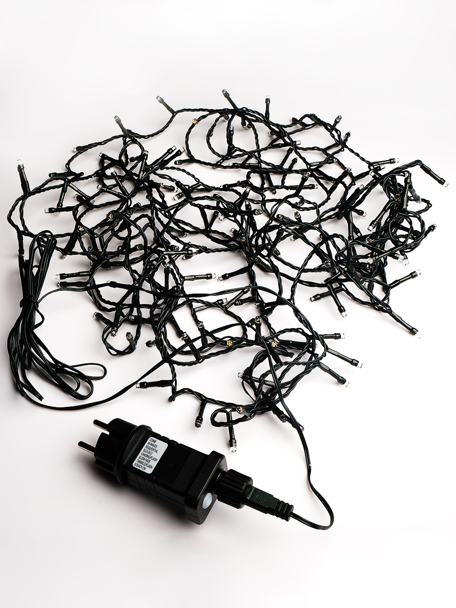 Электрогирлянда светодиодная нить, теплый белый, 9 м, IP44, 8 режимов, DCB-LD180WW-C-31V