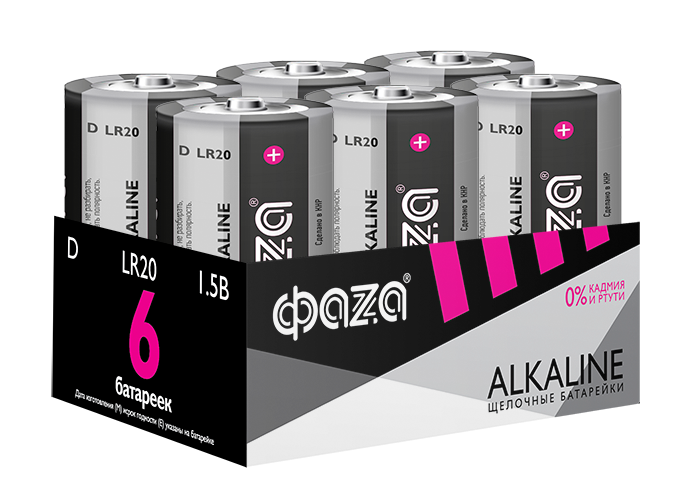 Элемент питания LR20 ФАZА Super Alkaline 6шт
