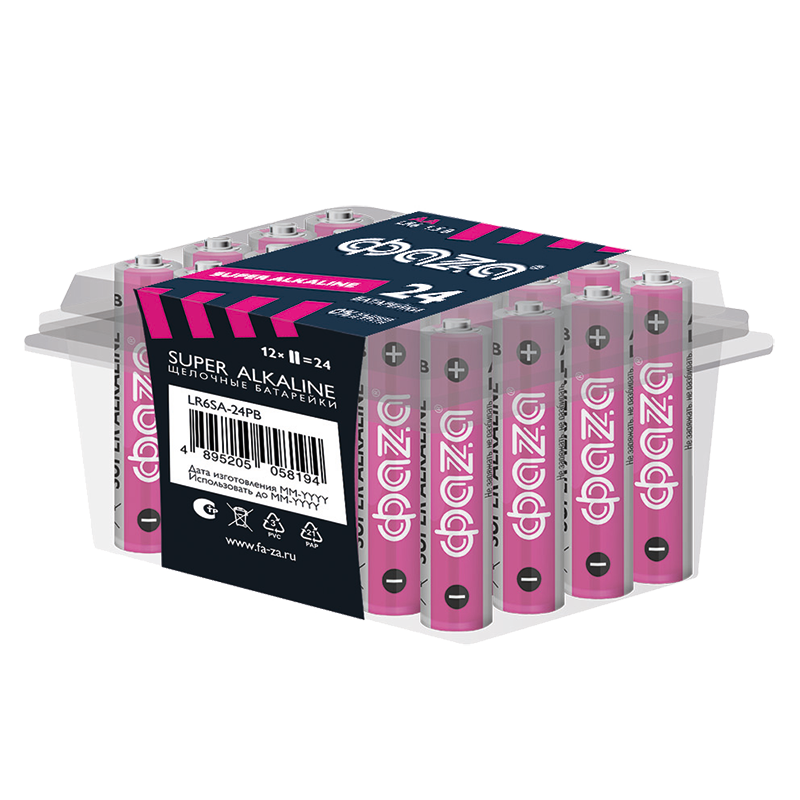 Элемент питания батарейки щелочные LR 6 Super Alkaline PB-24 ФАZА