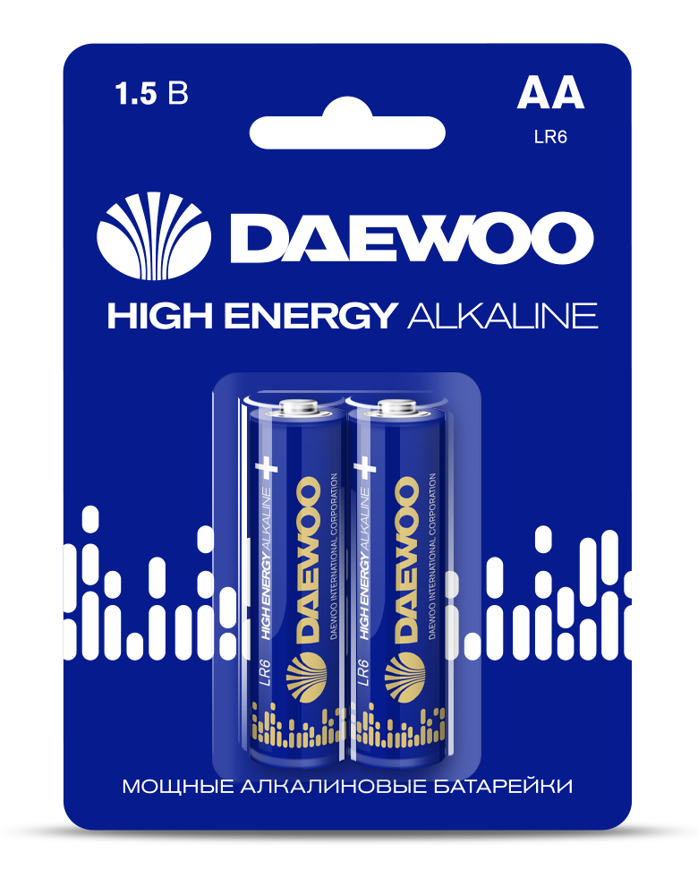 Элемент питания LR 6 (AA) DAEWOO Energy Alkaline блистер, 2 шт.