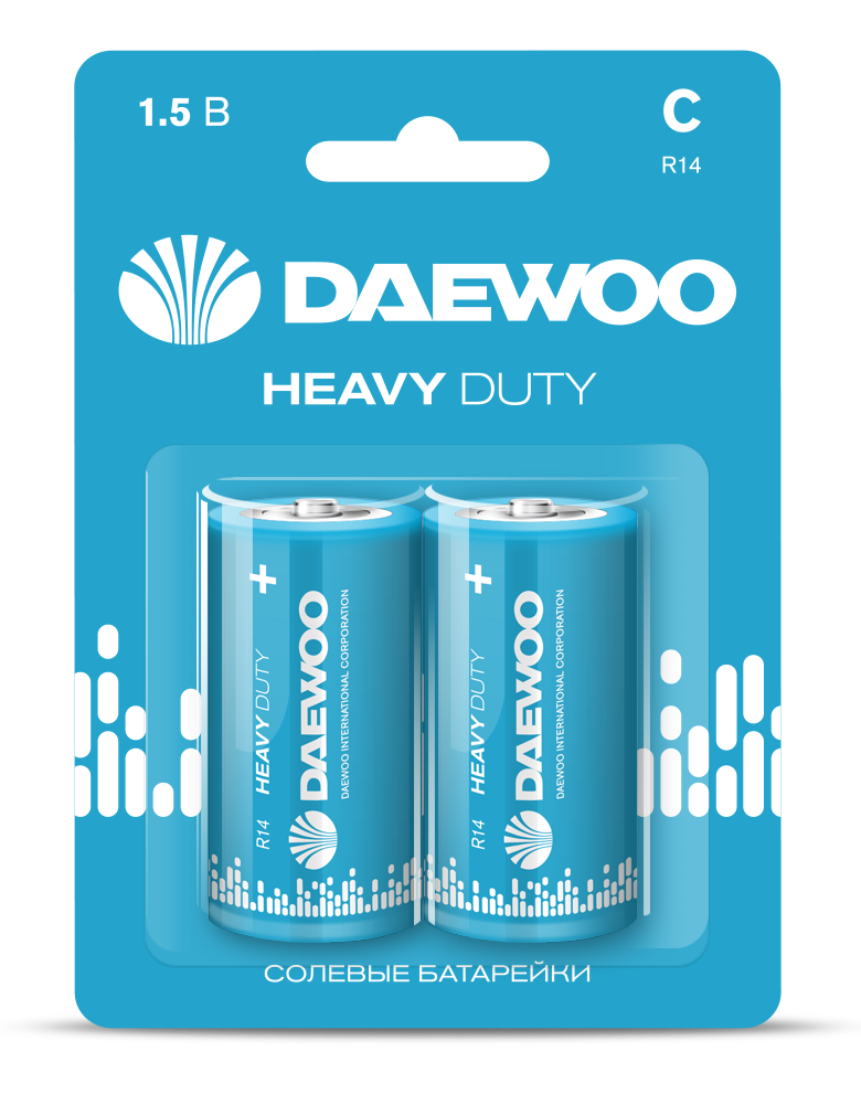 Элемент питания LR14 DAEWOO солевая Heavy Duty блистер, 2 шт.
