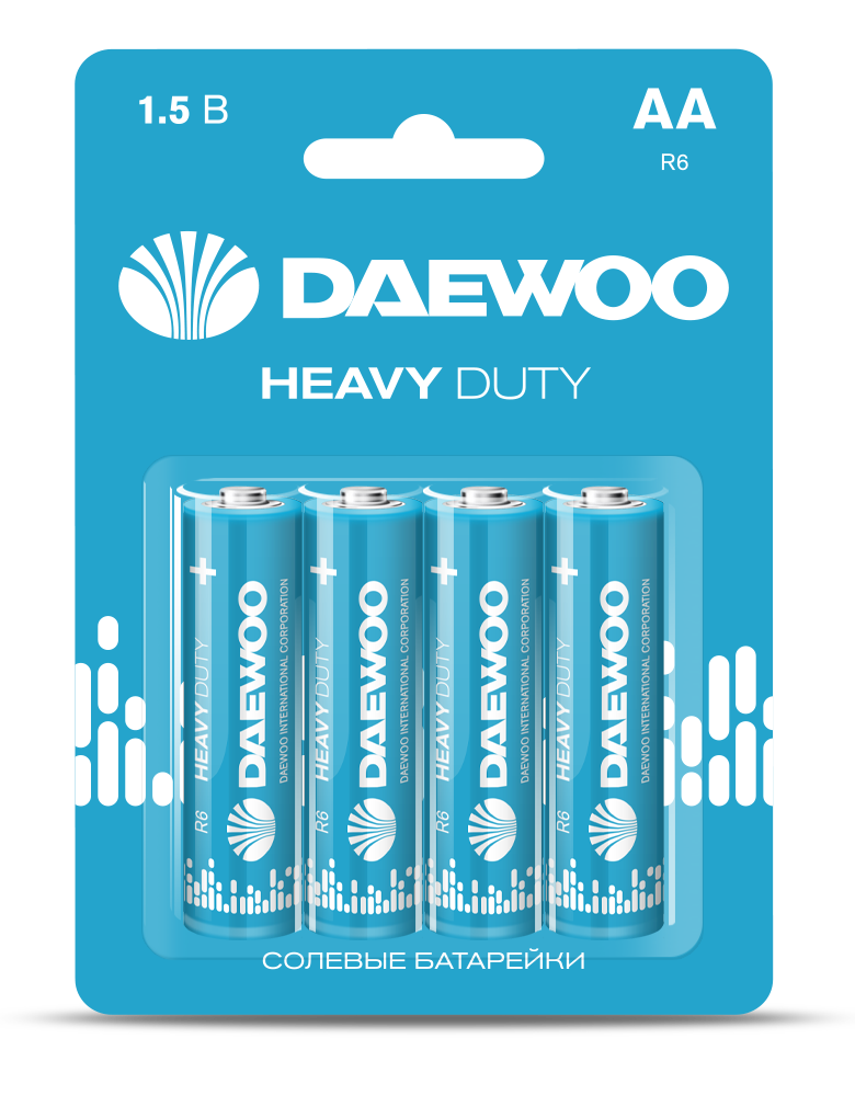 Элемент питания LR03 (AAА) DAEWOO солевая Heavy Duty, блистер 4 шт.
