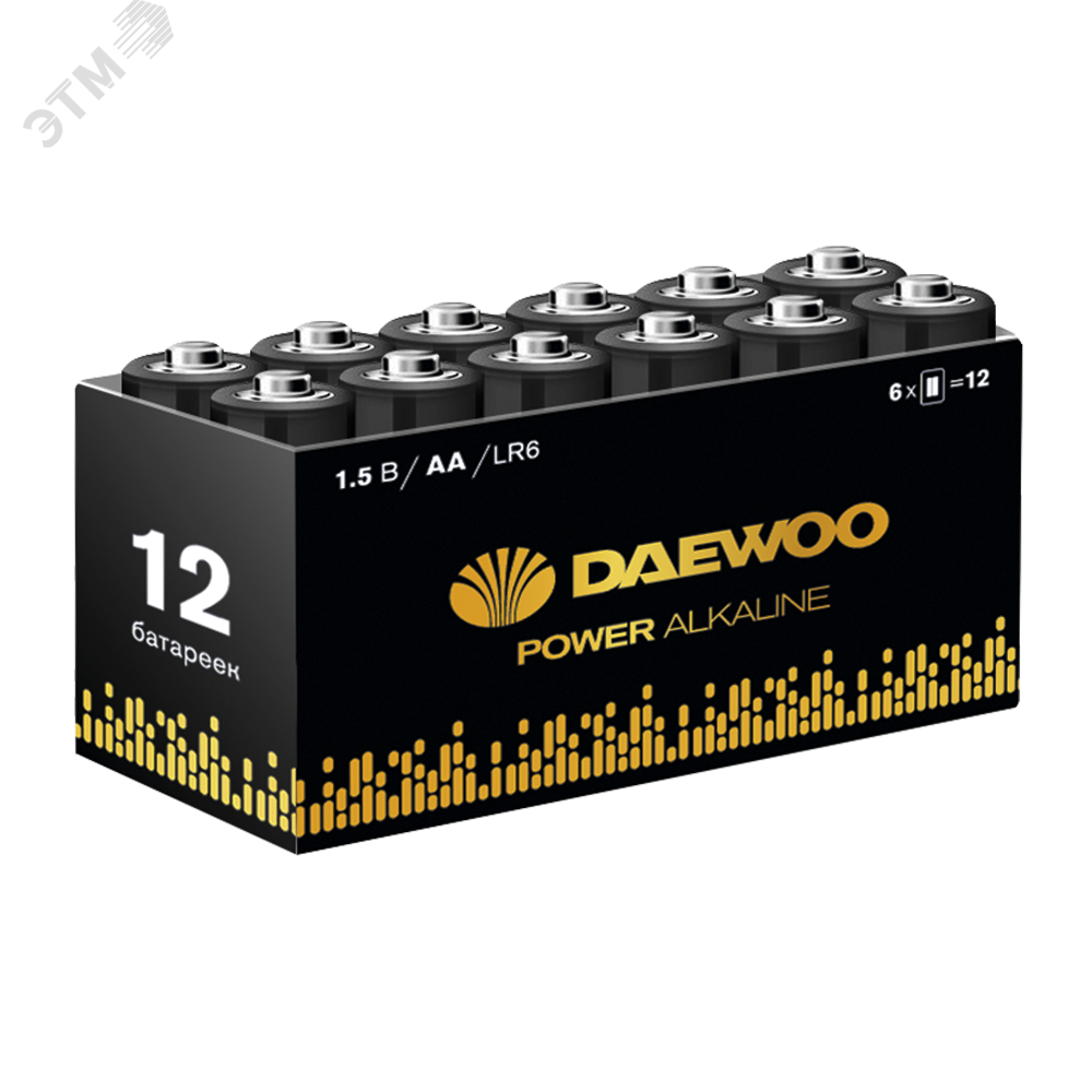 Изображение товара Элемент питания LR 6 (AA) DAEWOO Power Alkaline, упаковка 12 шт. (упак)