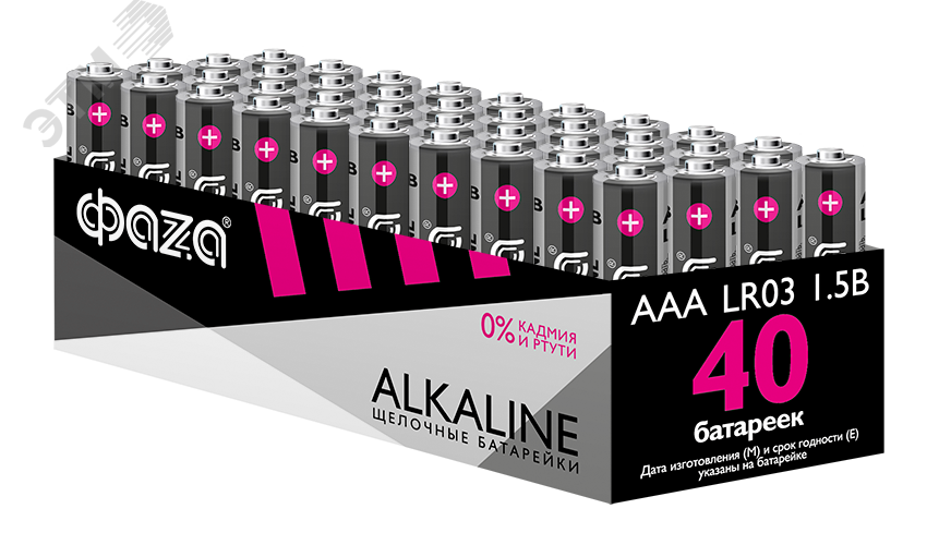 Элементы питания алкалиновые LR03  (AAA) ФАZА Alkaline (40 шт. в упаковке) LR03A-P40 JazzWay - превью