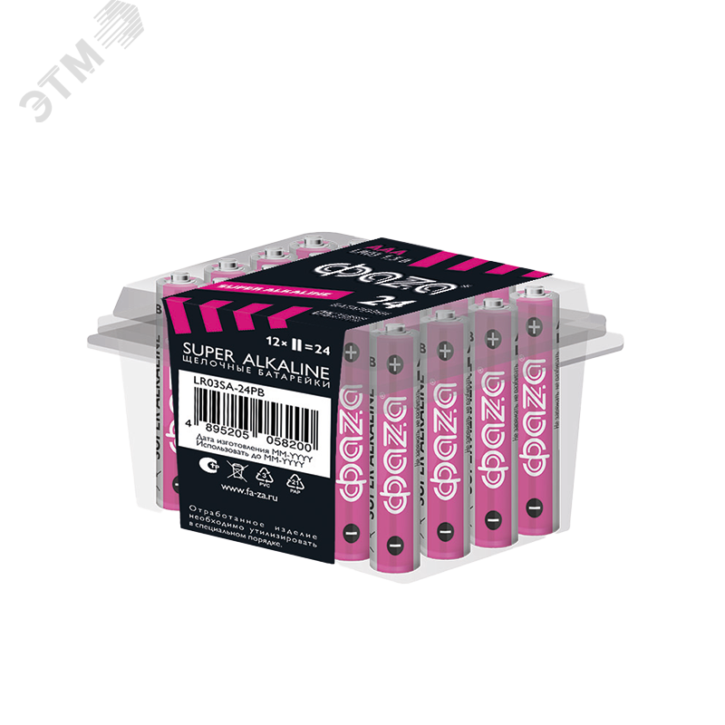 Изображение товара Элемент питания батарейки щелочные LR03 Super Alkaline PB-24 ФАZА (шт)