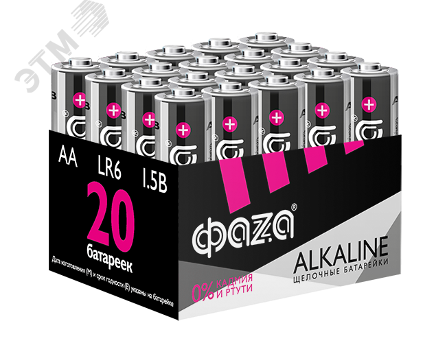 Элементы питания алкалиновые LR 6  (AA) ФАZА Alkaline (20 шт. в упаковке) LR6A-P20 JazzWay - превью