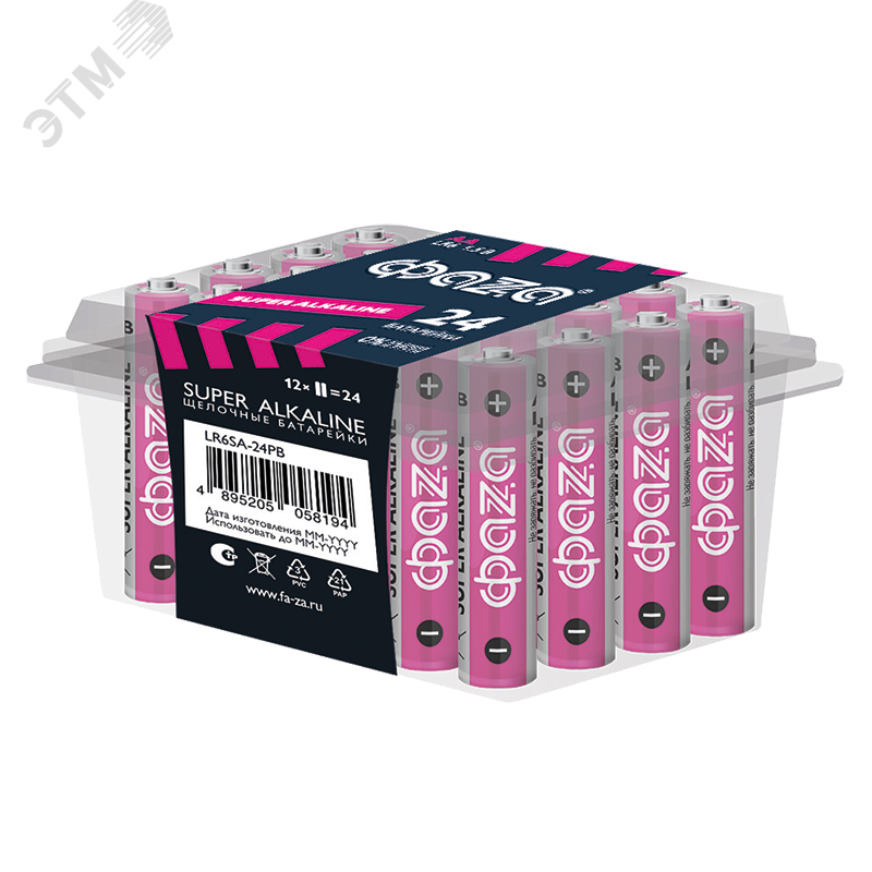 Изображение товара Элемент питания батарейки щелочные LR 6 Super Alkaline PB-24 ФАZА (шт)
