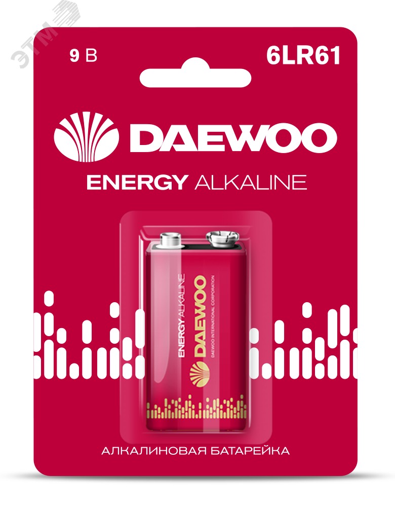 Изображение товара Элемент питания 6F22 9V DAEWOO солевая Energy Alkaline блистер, 1 шт. (шт)