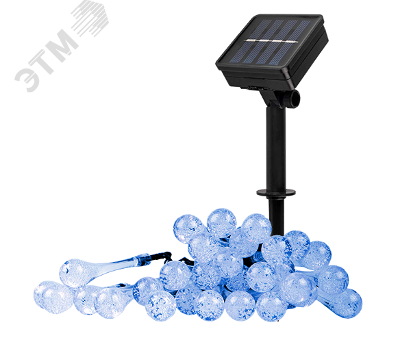 Изображение товара Солнечная светодиодная гирлянда капли с синими LED 8 режимов 8 часов работы