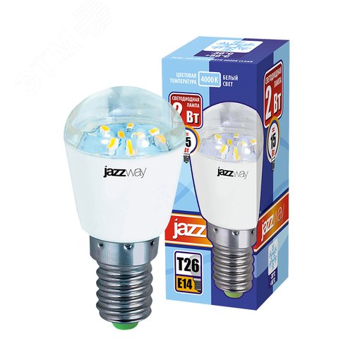 Лампа светодиодная LED 2Вт Т26 Е14 холодный прозрачная (для холодильника) - фото 3