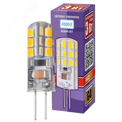 Лампа светодиодная LED 3Вт G4 200Лм белый 220V/50Hz - фото 3
