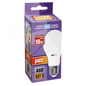 Лампа светодиодная LED 10Вт E27 230V/50Hz холодный матовая груша SP 1033727 JazzWay - 2