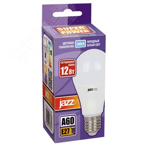 Лампа светодиодная LED 12Вт E27 230V/50Hz холодный матовая груша SP 1033734 JazzWay - 2