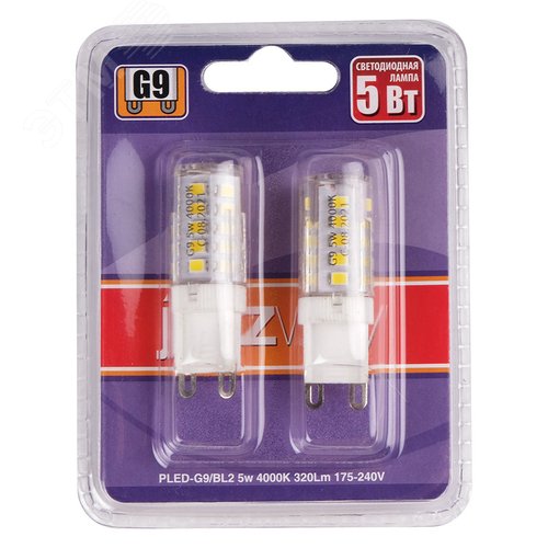 Лампа светодиодная LED 5Вт G9 300Лм белый 220V/50Hz БЛИСТЕР 2 шт - фото 2