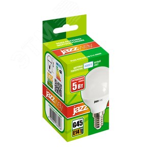 Лампа светодиодная LED 5Вт E14 400Лм белый матовая шар 230V/50Hz ECO 1036926A JazzWay - 2