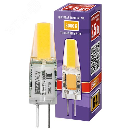 Лампа светодиодная LED 2.5вт G4 12B 200Lm теплый белый COB - фото 3