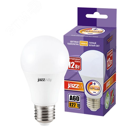 Лампа светодиодная диммируемая LED 12Вт E27 теплый белый матовая груша - фото 3