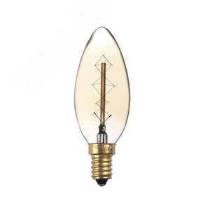 Лампа накаливания ЛОН 40Вт C35 Е14 декоративный золотой