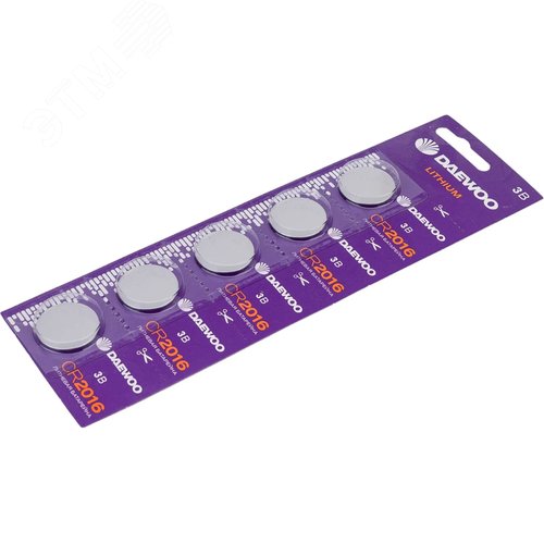 Элемент питания CR2016 DAEWOO Lithium блистер, 5 шт. - фото 2