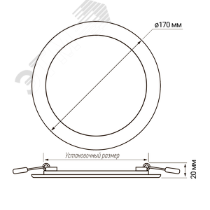 Светильник светодиодный ДВО-12w 4000K 800 Лм IP40 WH d170мм встраиваемый круг - фото 6