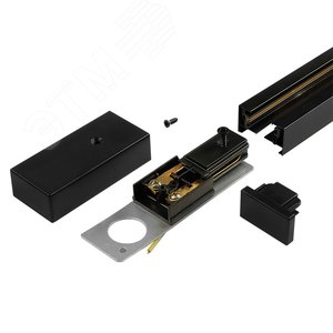 Шинопровод чёрный 2м PTR 2M-BL с токоподводом и заглушкой 5010710 JazzWay - 5