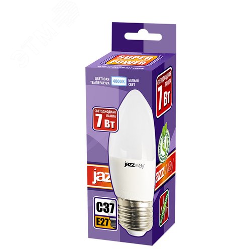 Лампа светодиодная LED 7w E27 4000K свеча 230/50 - фото 2