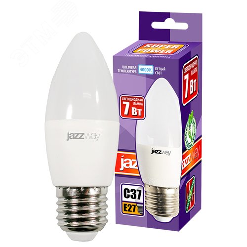 Лампа светодиодная LED 7w E27 4000K свеча 230/50 - фото 3