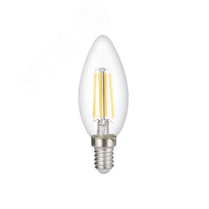 Лампа сетодиодная декоративная LED 6w E14 3000K свеча прозрачная филамент 230/50 Jazzway