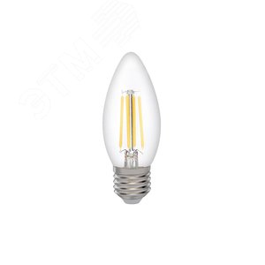 Лампа сетодиодная декоративная LED 6w E27 3000K свеча прозрачная филамент 230/50 Jazzway
