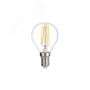 Лампа сетодиодная декоративная LED 6w E14 3000K шар прозрачный филамент 230/50 Jazzway