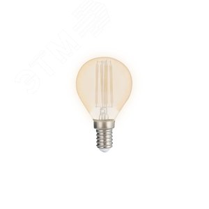 Лампа сетодиодная декоративная LED 6w E14 3000K шар золотой филамент 230/50 Jazzway