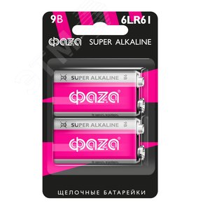 Элементы питания алкалиновые 6LR61 (крона) ФАZА Super Alkaline (2 шт. на блист.) - фото 2