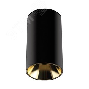 Светильник светодиодный ДПО GU10 без лампы круглый черный корпус золотой рефлектор