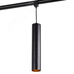 Светильник светодиодный трековый на шинопровод ДПО-10Вт 3000К 400х75 корпус алюминий черный на подвесе 1м IP40 - фото 1