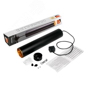 Светильник светодиодный трековый на шинопровод ДПО-10Вт 3000К 400х75 корпус алюминий черный на подвесе 1м IP40 - фото 2