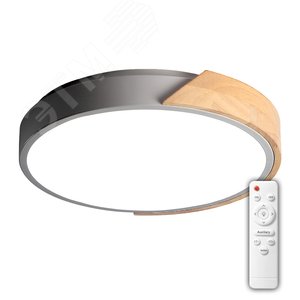 Светильник светодиодный потолочный SCANDIC ДБО-90W 4000К 7200Лм серый обрамление из натурального дерева IP20 - фото 1