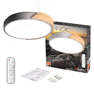 Светильник светодиодный потолочный SCANDIC ДБО-90W 4000К 7200Лм серый обрамление из натурального дерева IP20 - фото 9