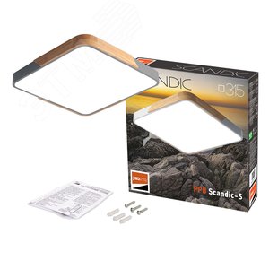 Светильник светодиодный потолочный SCANDIC ДБО-24W 4000К 2000Лм серый обрамление из натурального дерева IP20 - фото 7