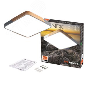 Светильник светодиодный потолочный SCANDIC ДБО-36W 4000К 7200Лм серый обрамление из натурального дерева IP20 - фото 7