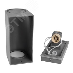 Светильник фасадный ДБУ GU10 без ламп корпус поликарбонат серый полуовал двухсторонний IP65 - фото 3