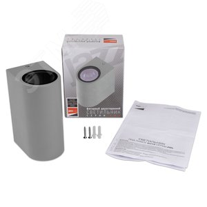 Светильник фасадный ДБУ GU10 без ламп корпус поликарбонат серый полуовал двухсторонний IP65 - фото 5