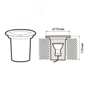 Светильник для ландшафтного освещения садово-парковый ДВУ GU10 без ламп в грунт корпус алюминий рамка нерж. сталь IP67 - фото 3