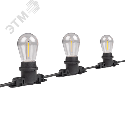 Гирлянда E27 без ламп PBL-S40/ L24+1.5 Black E27 универсальное крепление IP65 - фото 4