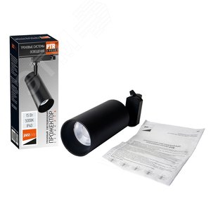 Светильник светодиодный трековый на шинопровод ДПО-15Вт 5000К 1350Лм угол светораспределения 24 черный IP40 - фото 2