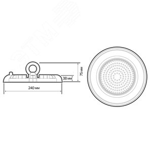 Светильник светодиодный промышленный ДСП-100Вт 5000К 10000 Лм 110 град IP65 - фото 7